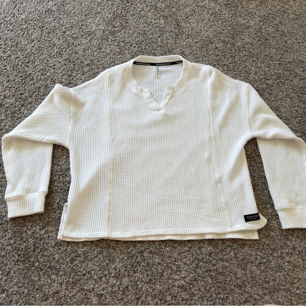Calvin Klein Performance Cream Waffle Knit Top